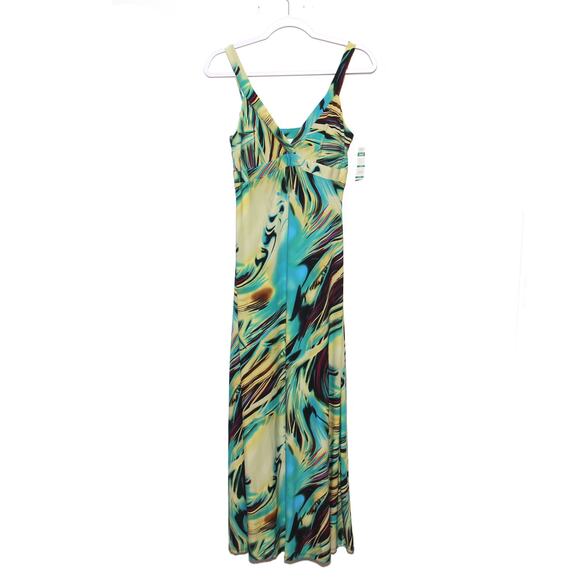 Vintage Tropical Print Maxi Dress Size S Sharon Max NWT - Picture 1 of 7
